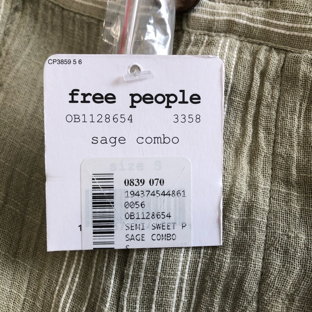 Free People Semi Sweet Cropped Pants In Sage Combo - Picture 5 of 13